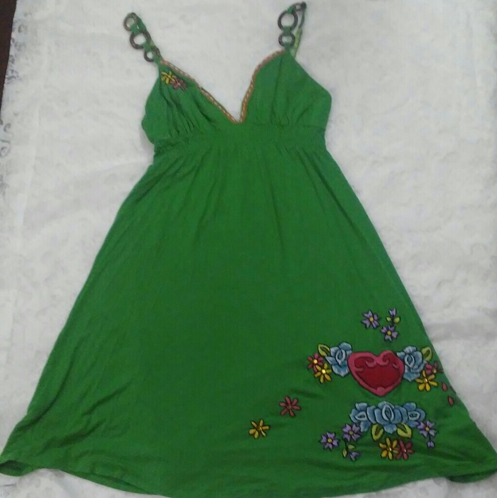 Green embellished dress