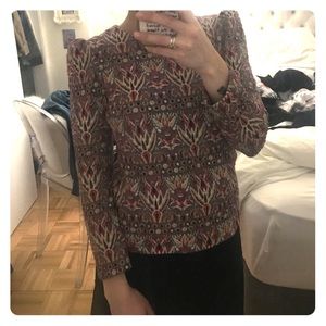 Zara gold thread printed top with puffy sleeve