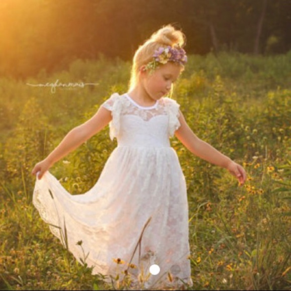 Flower girl dress 6/7 lace boho style