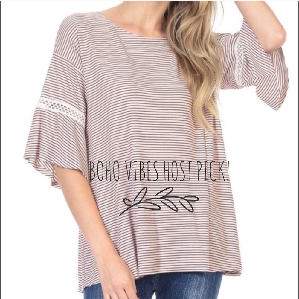 🎉SALE🎉 Red Striped Bell Sleeve Top