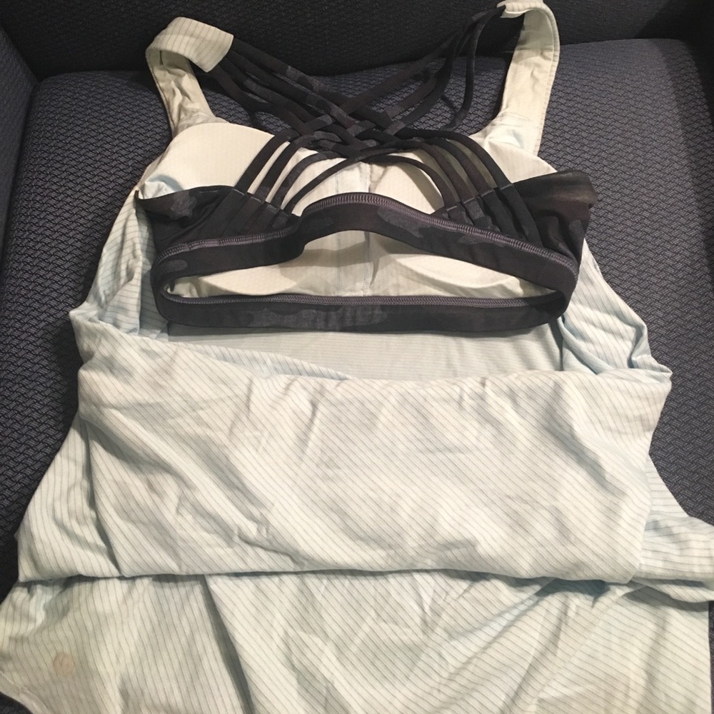 Blue Lululemon tank, built in bra, worn twice