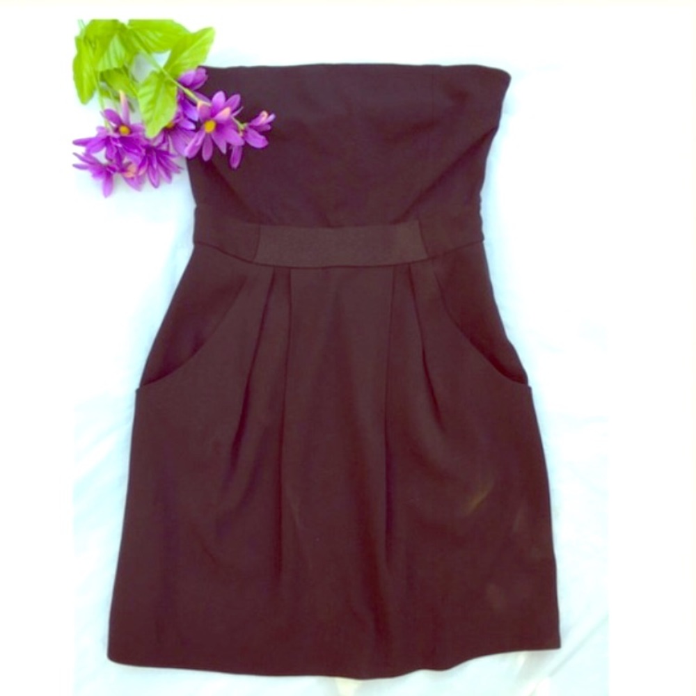 Theory strapless black dress size 2
