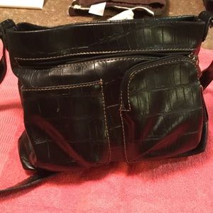 SNAKE PATTERN BLACK CROSSOVER BAG