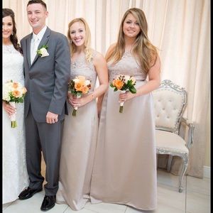 Long Illusion Lace and Satin Dress