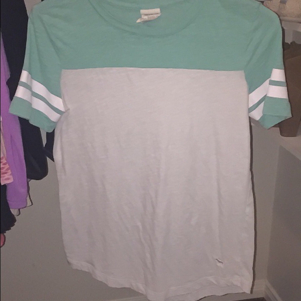 PINK blue baseball tee