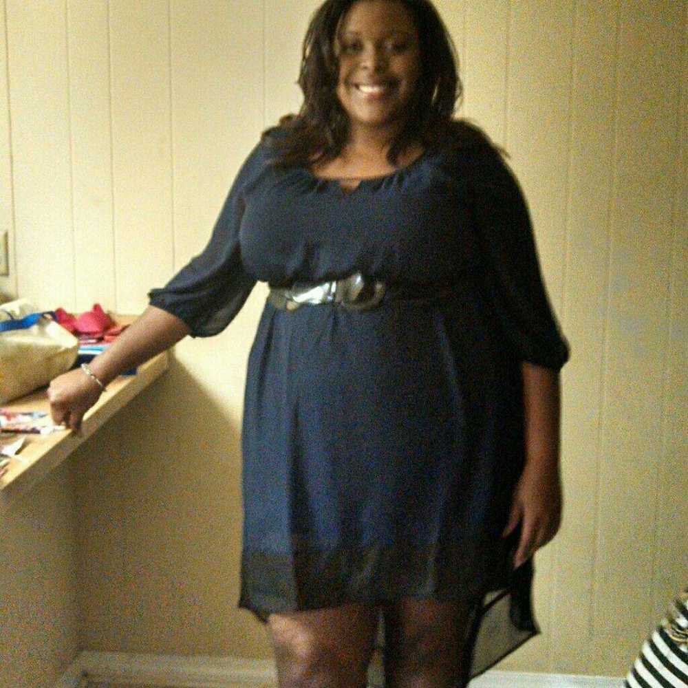 Navy and black high low dress