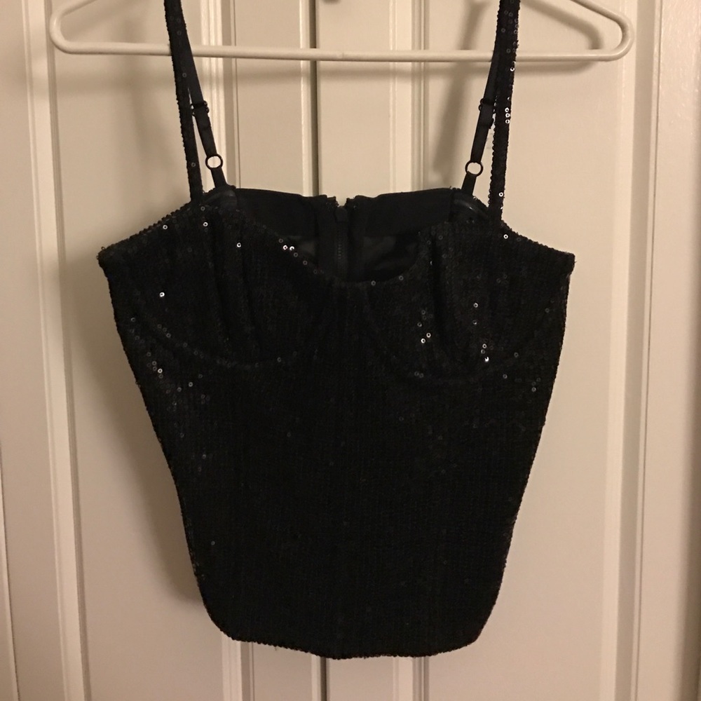 Alice + Olivia black sequin tank top