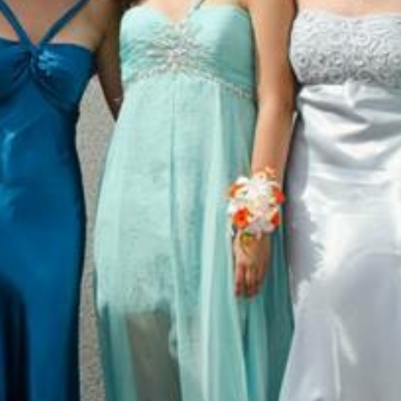 Turquoise Beaded Prom Gown - Picture 7 of 8