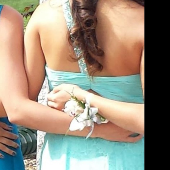 Turquoise Beaded Prom Gown - Picture 8 of 8