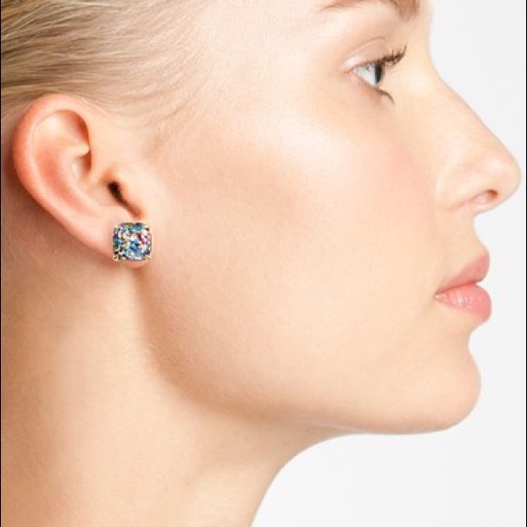 Kate Spade Black and Gold Glitter Stud Earrings - Picture 4 of 4