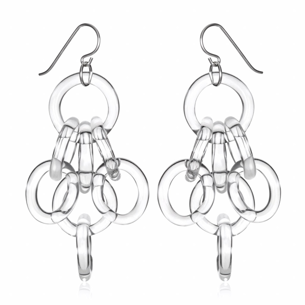 Glass Cluster Chain Earrings