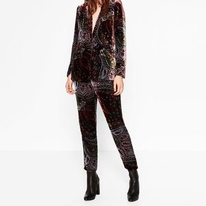 Zara Velvet Paisley Print Trousers