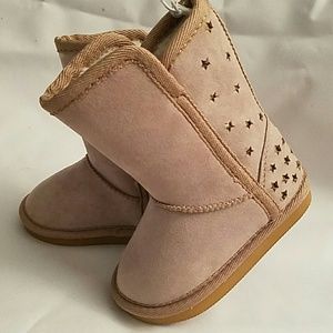 Taupe booties/ with gold stars