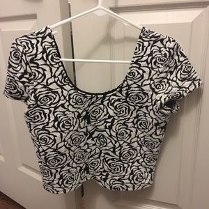 Black & White rose crop top