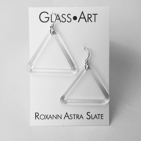 Glass Large Single Triangle Earrings - Picture 2 of 3