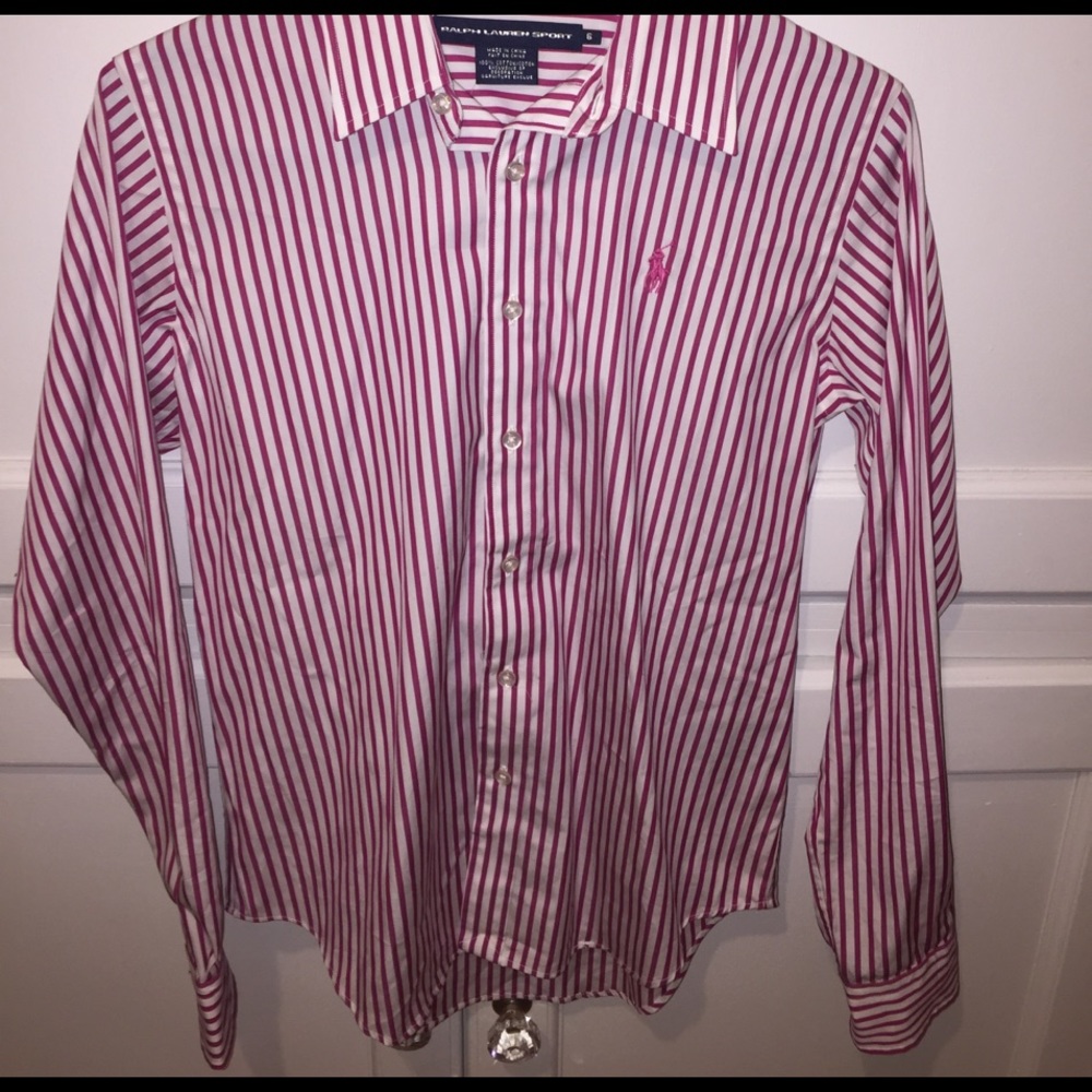 Pink and White striped Ralph Lauren polo