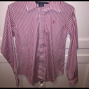Pink and White striped Ralph Lauren polo
