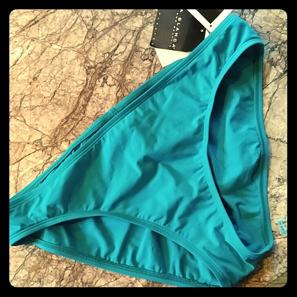NWT La Blanca turquoise low swim bottom pant 14