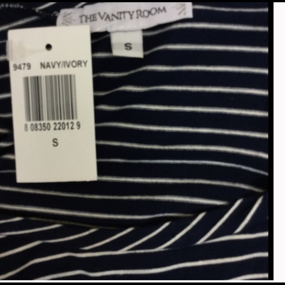 FIRM-VANITY ROOM NEW Small Navy Stripe Shift Dress - Picture 4 of 8