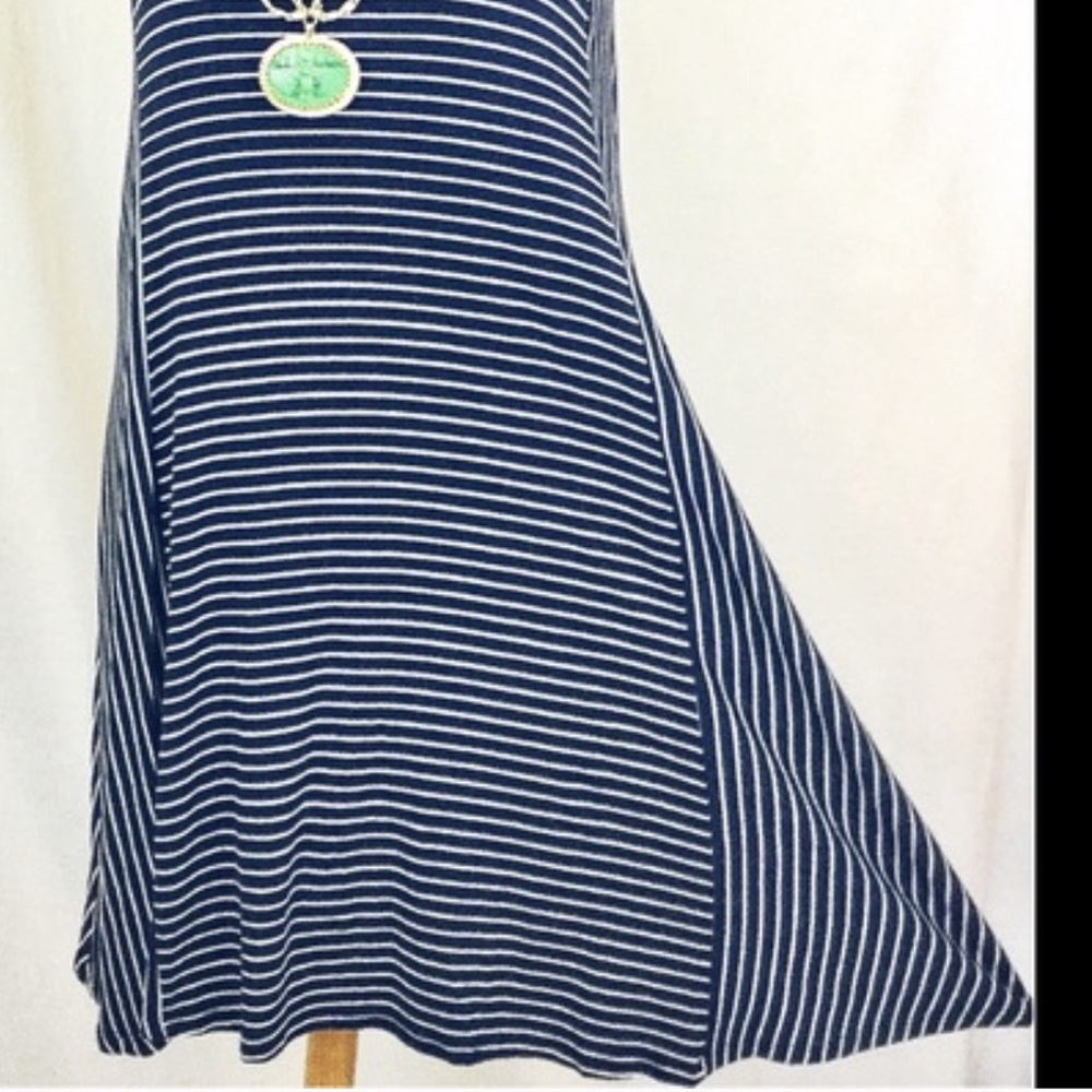 FIRM-VANITY ROOM NEW Small Navy Stripe Shift Dress - Picture 6 of 8