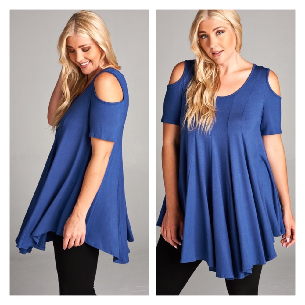Just In- Plus Size Open Shoulder Tunic Top - Picture 4 of 4