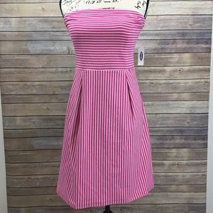 Old Navy Pink Striped Strapless Dress