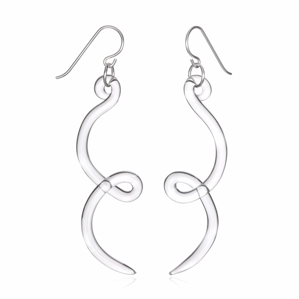 Glass Cursive Curve Earrings