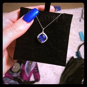 Large genuine sapphire plated in white gold