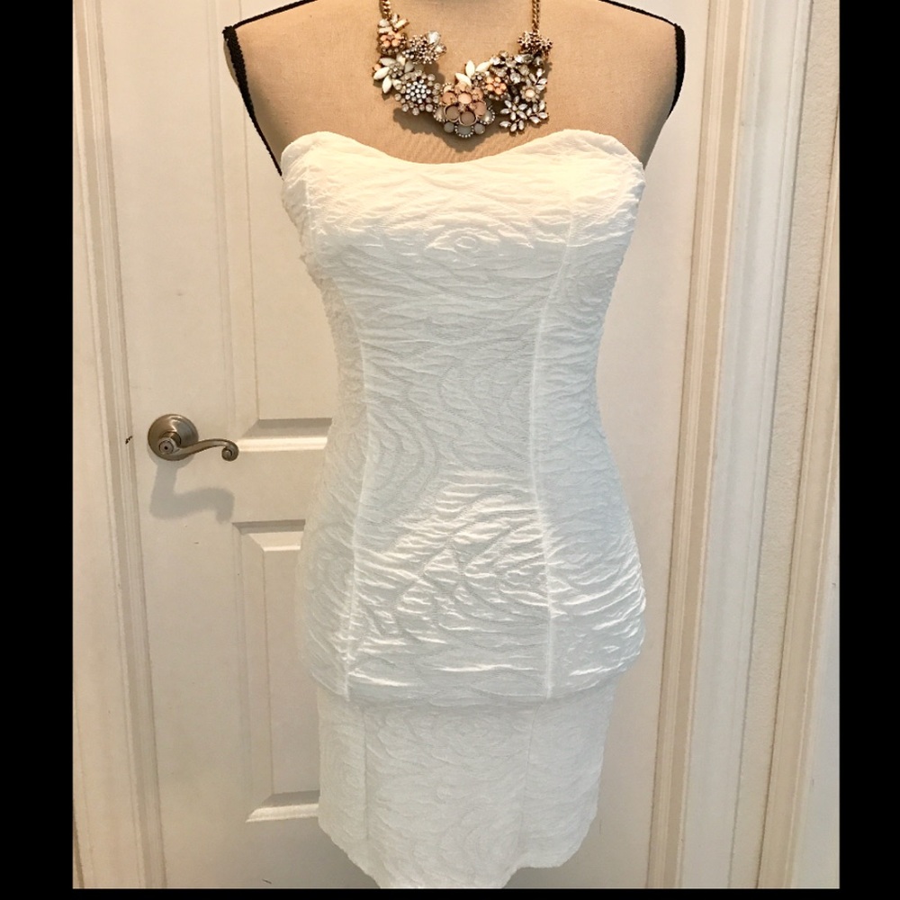 White Floral Texture Bebe Dress