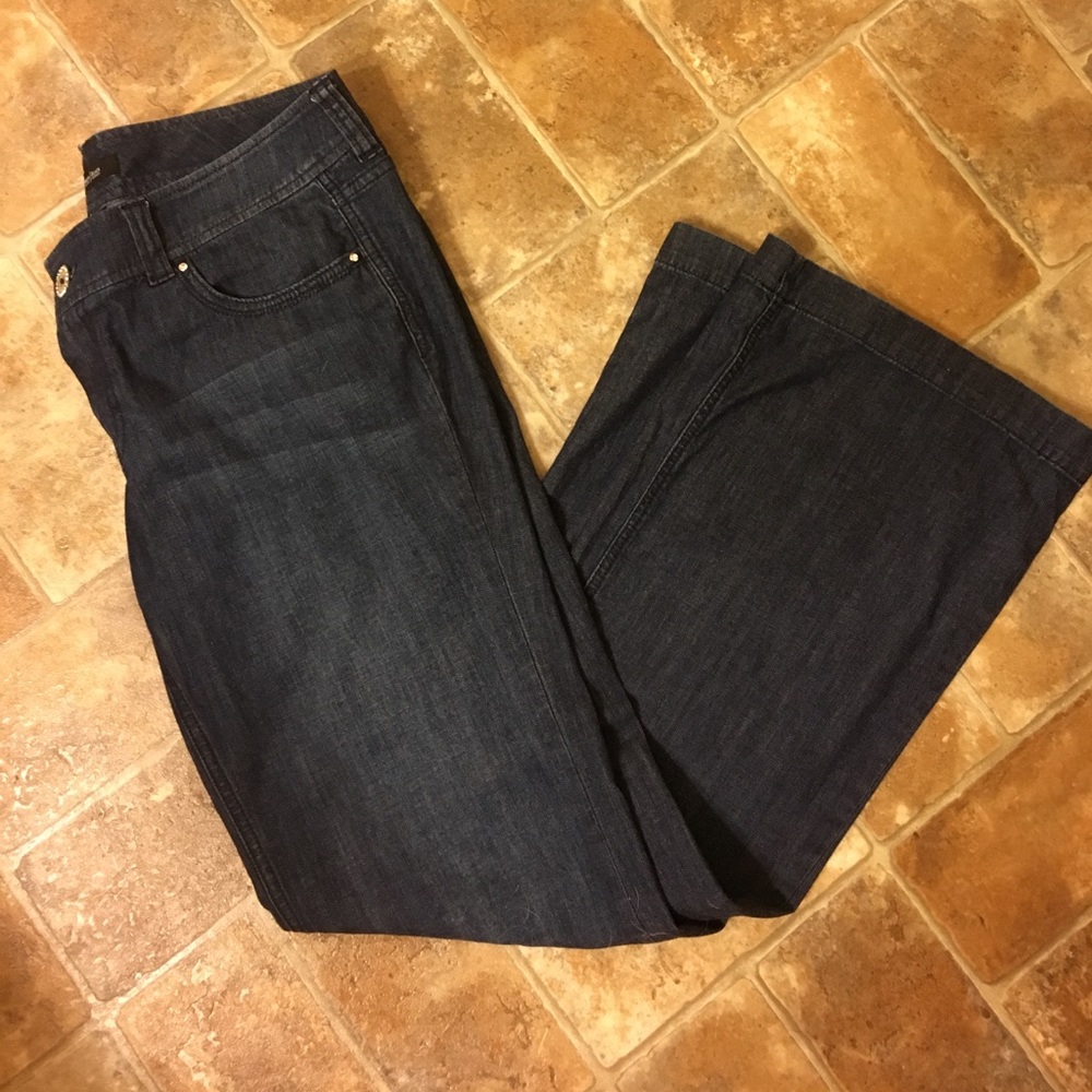 White House black market bling wide leg jeans