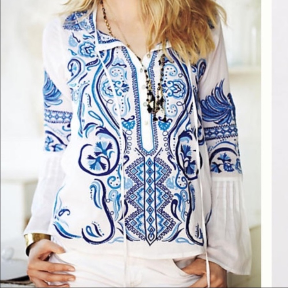 Anthropologie embroidered tunic