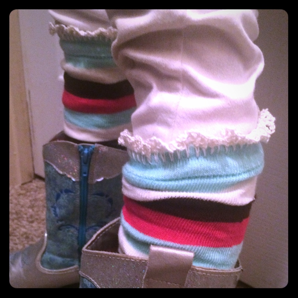 Leg warmer boot socks - striped
