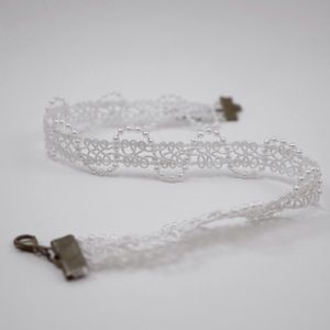 White lace and bead necklace