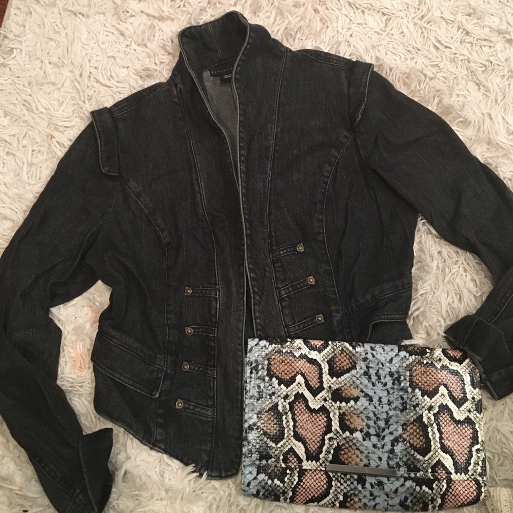 Moto-style denim jacket
