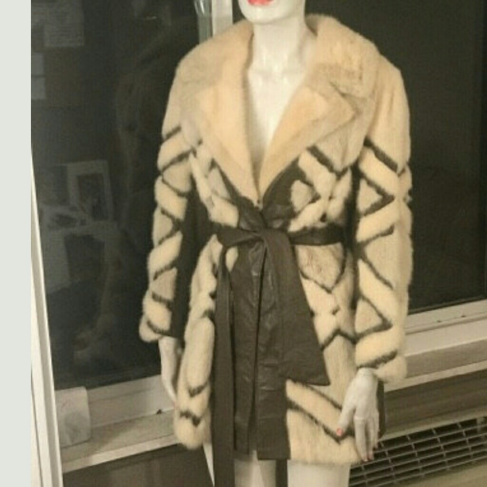 Ivory Mink and leather coat