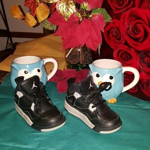 jordan 4 retro Ls black grey toddlers 9