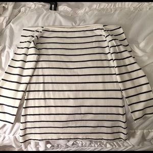 black and white striped off the shoulder top