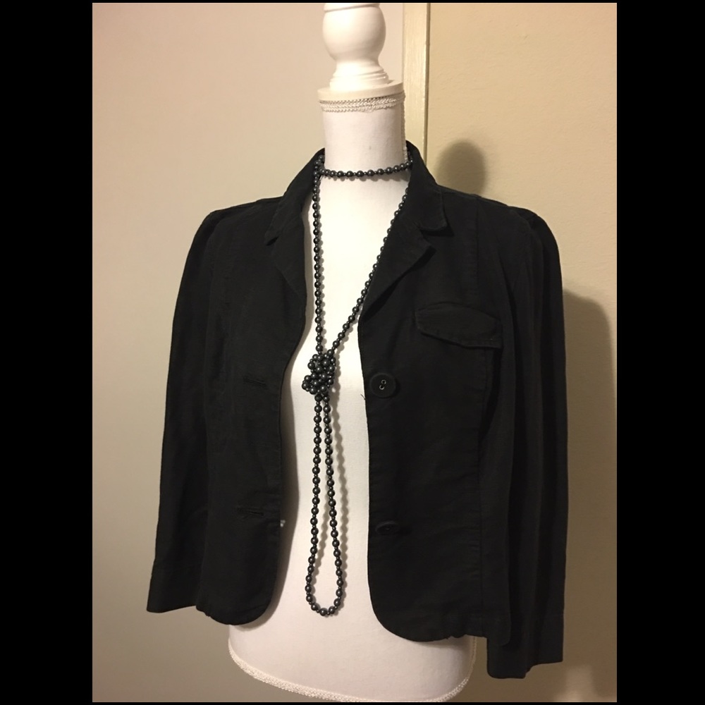 Black linen & cotton blazer