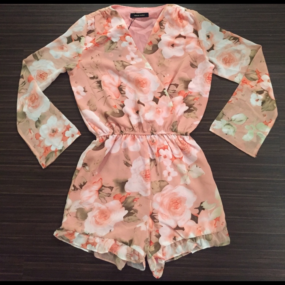Genuine People Chiffon Floral Romper