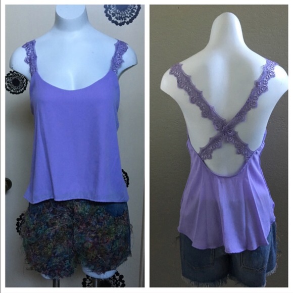 1 SMALL LEFT - Lavender racer back tank top - Picture 2 of 3