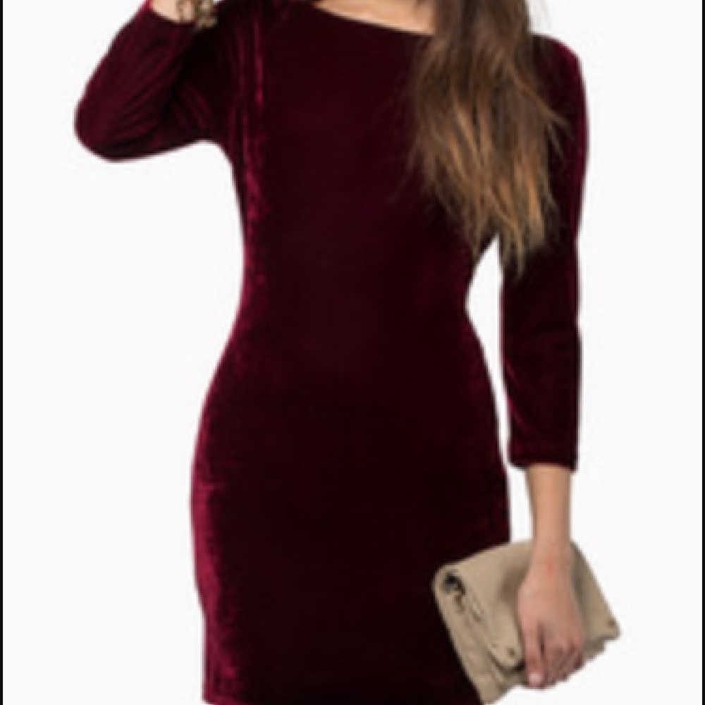 Tobi XS faux velvet backless dress