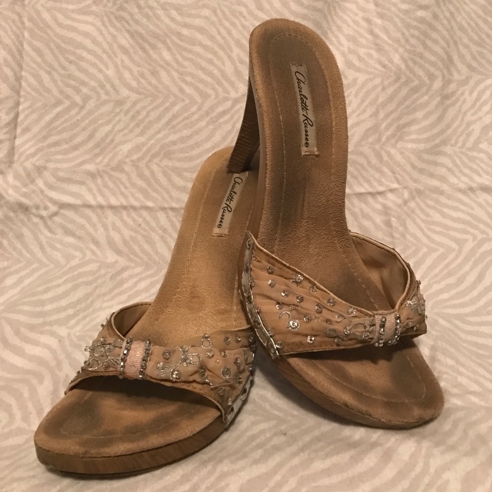 nude embellished sandals