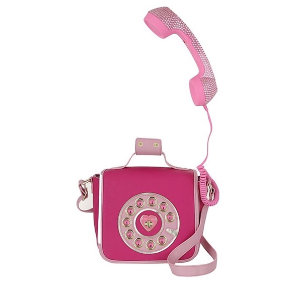 Betsey Johnson Call Me Pink Phone Crossbody Purse - Picture 5 of 6