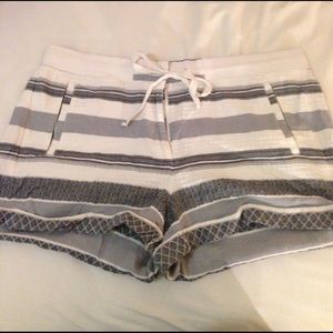 White and blue striped shorts