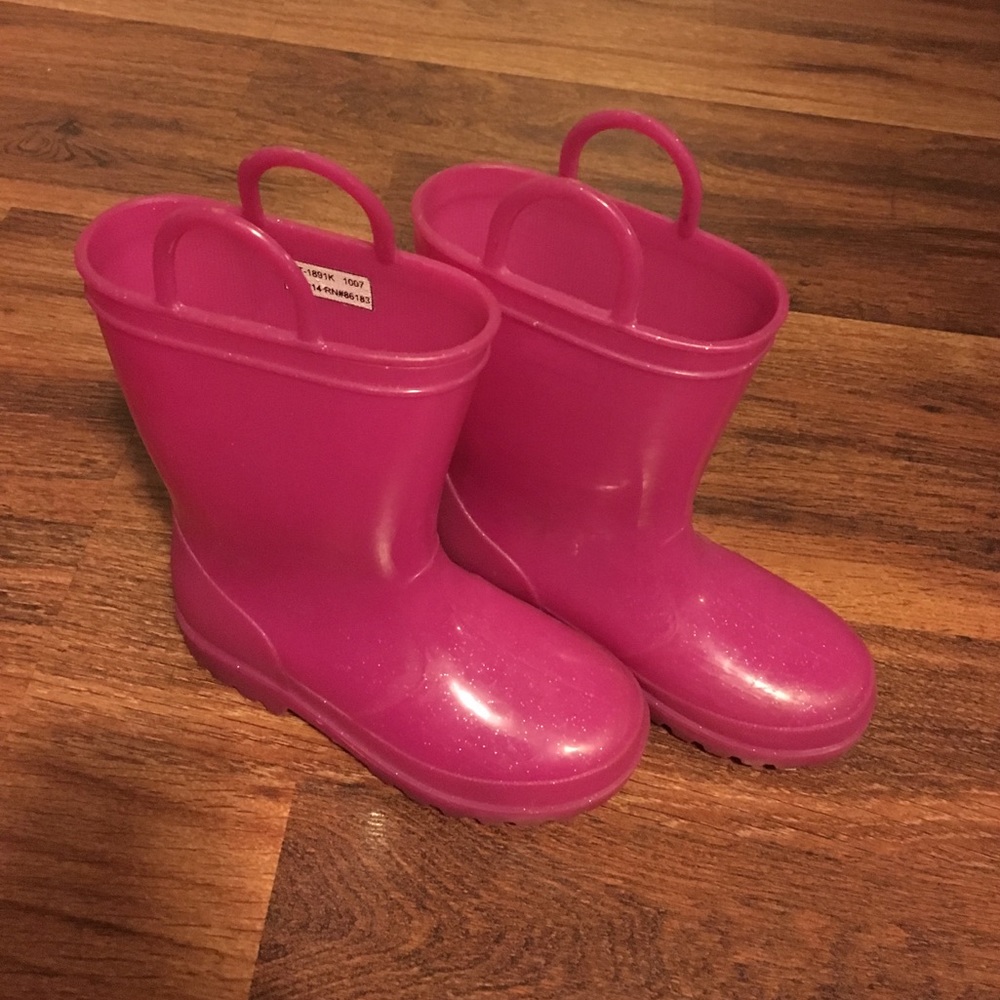 Girls Pink with glitter Rainboots ☔️