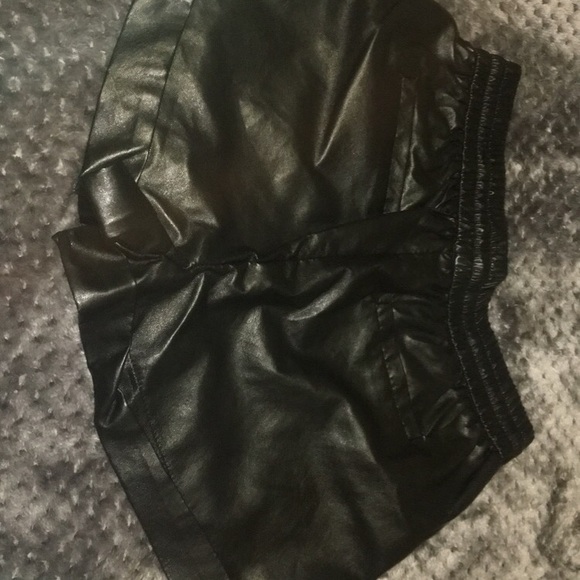 Black Leather Shorts - Picture 2 of 2