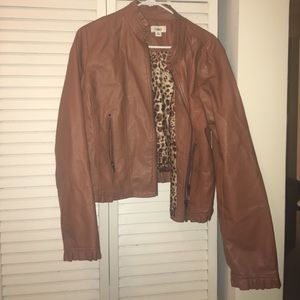 Faux brown leather jacket