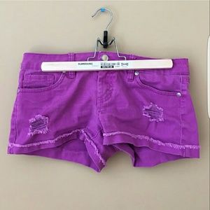 Purple jean shorts