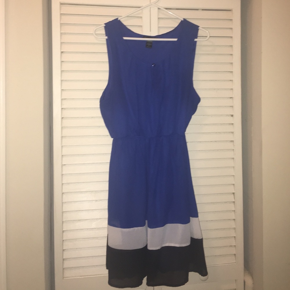 Blue and white dress