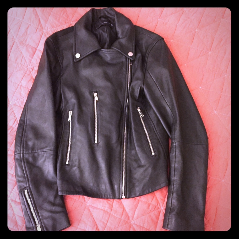 Zara black leather jacket